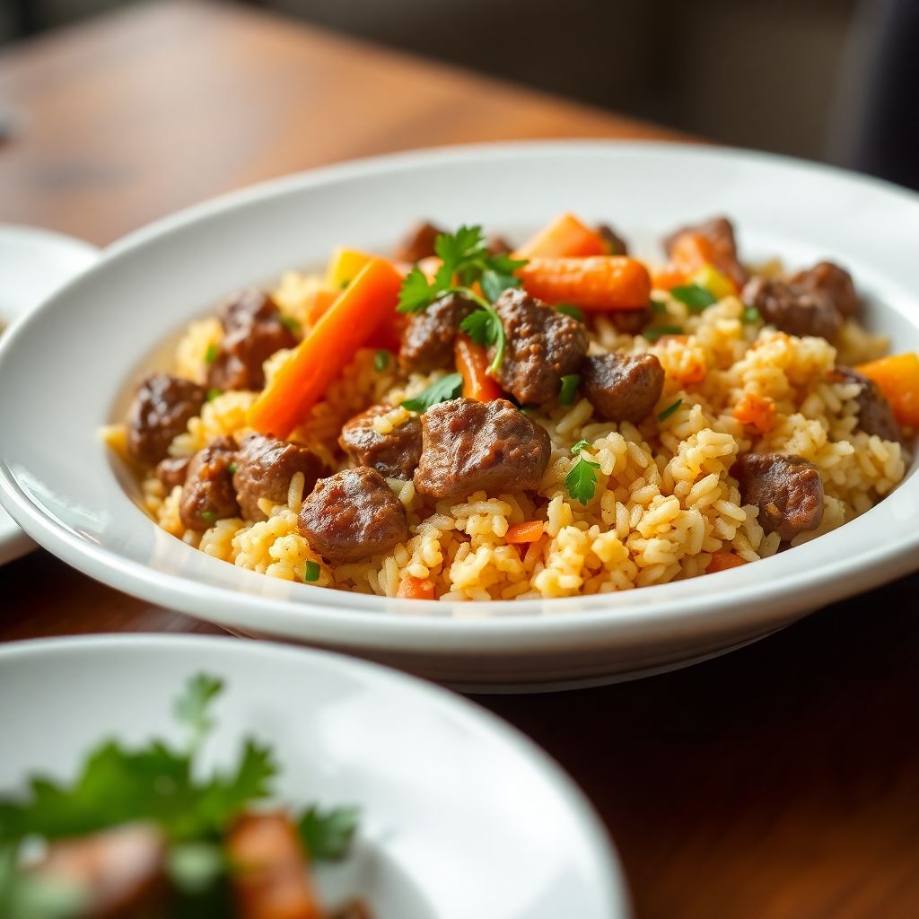 Aromatische Tajine aus Marokko mit Rindfleisch und Kartoffeln