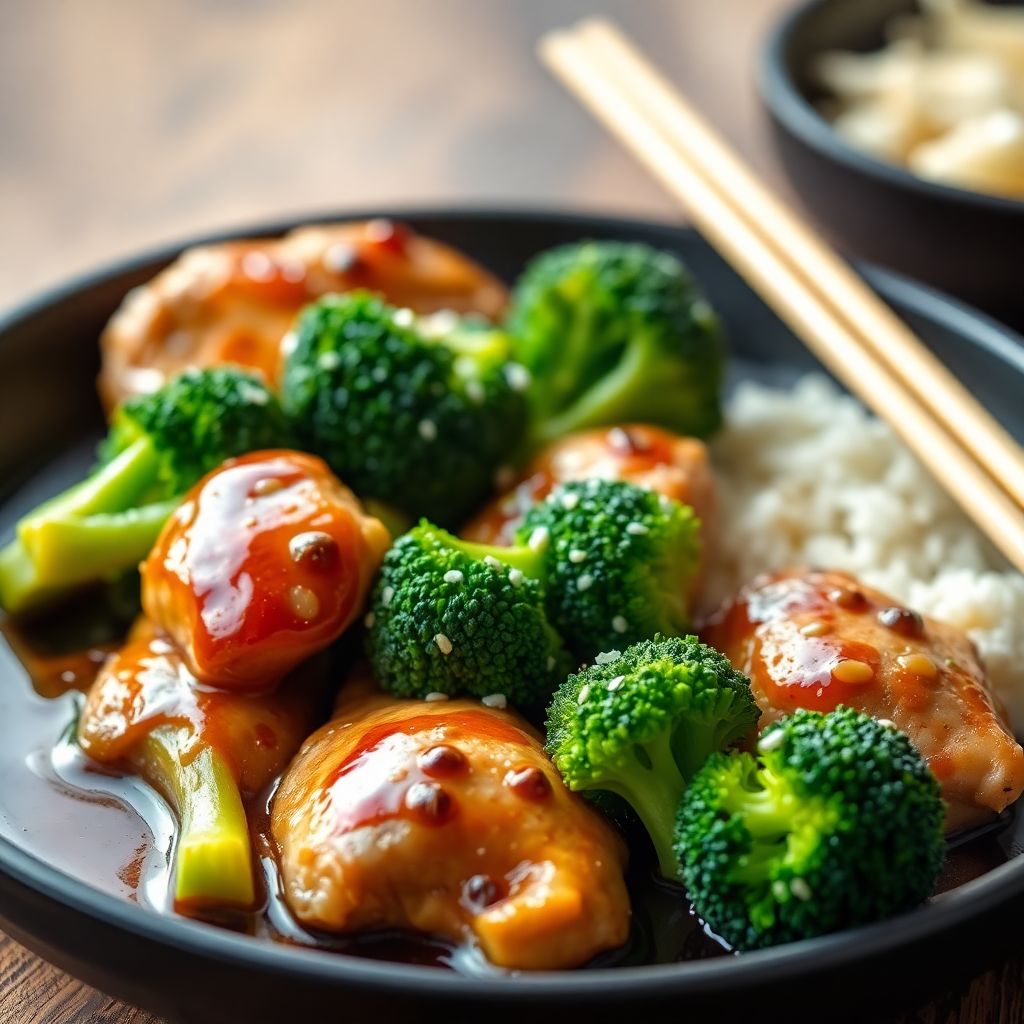 Rotes Thai-Curry mit Hähnchenbrust und Brokkoli