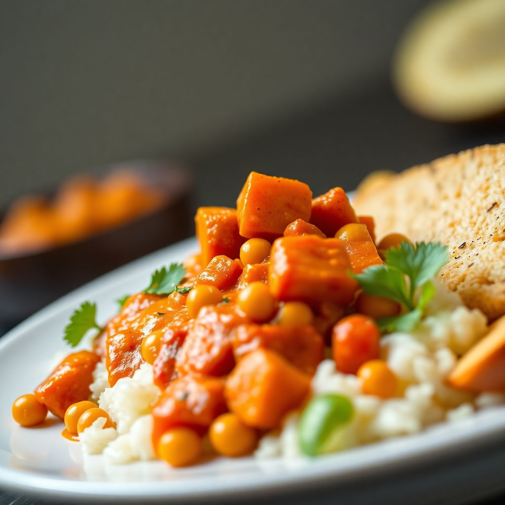 Rotes Thai-Curry mit Kichererbsen und Süßkartoffeln