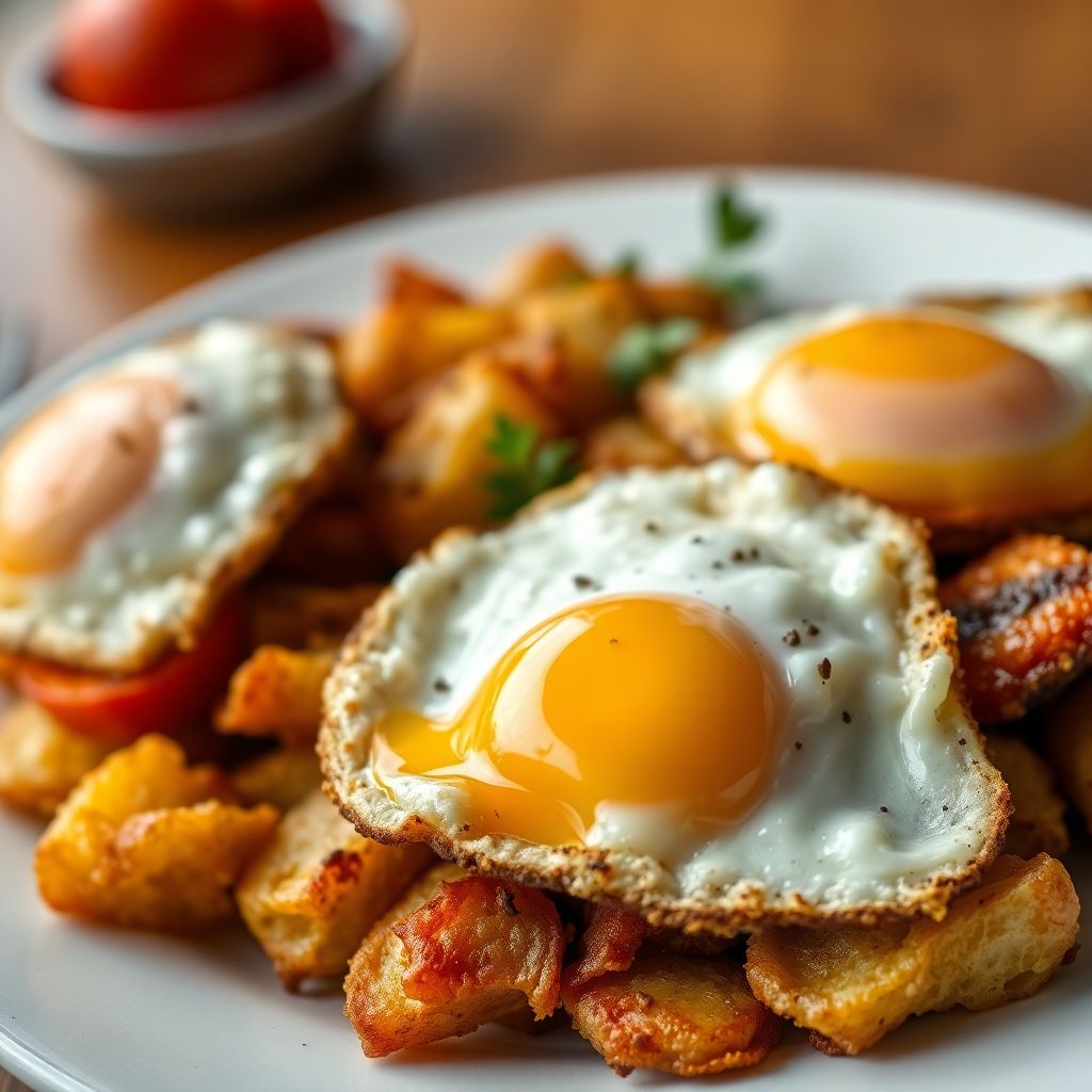 Knusprige Bratkartoffeln mit Spiegelei