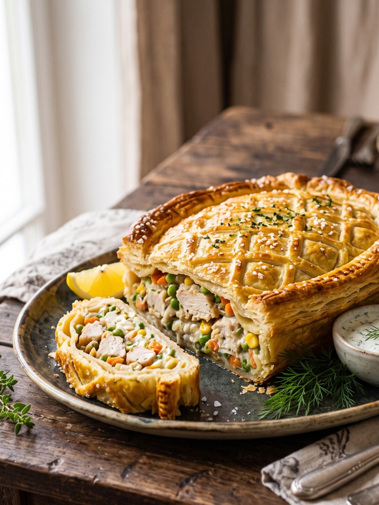 Hähnchen-Auflauf mit Blätterteig (Pot Pie)