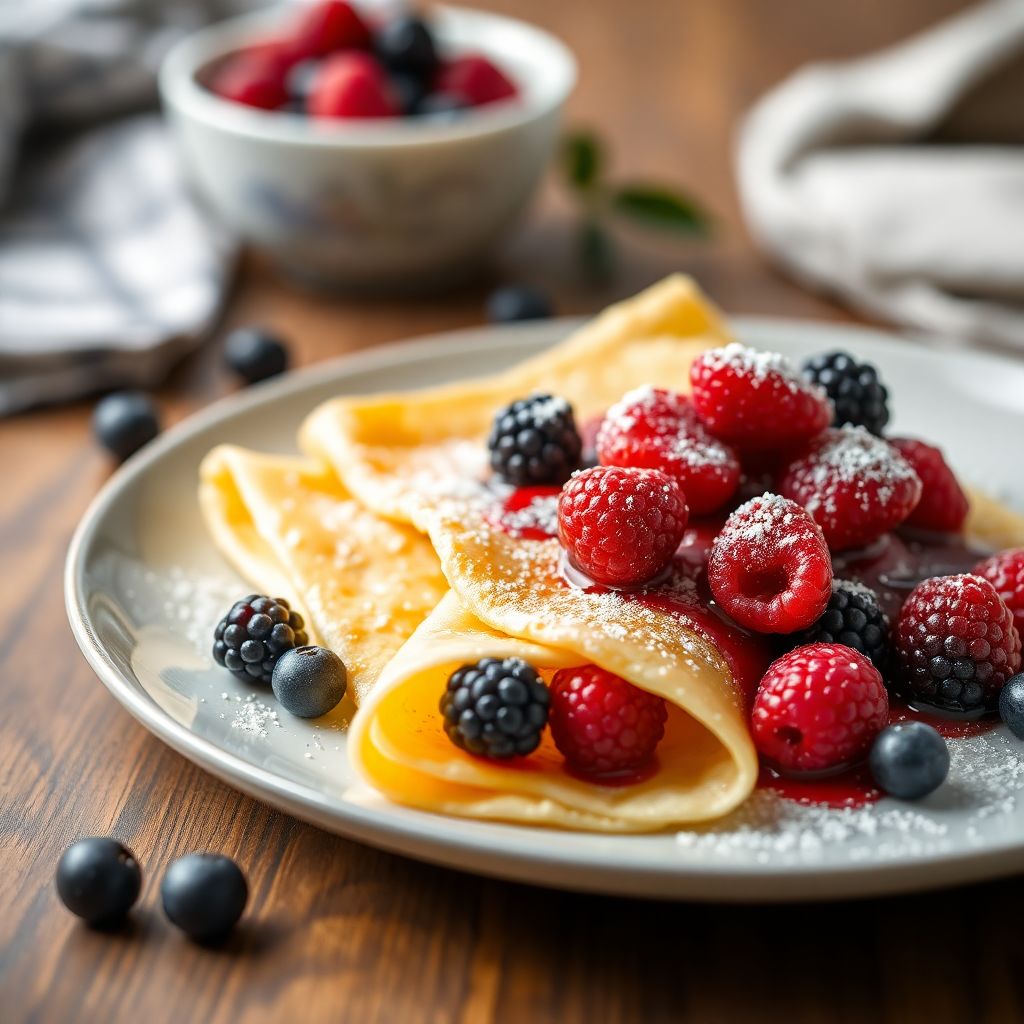 Crêpes mit warmen Waldbeeren