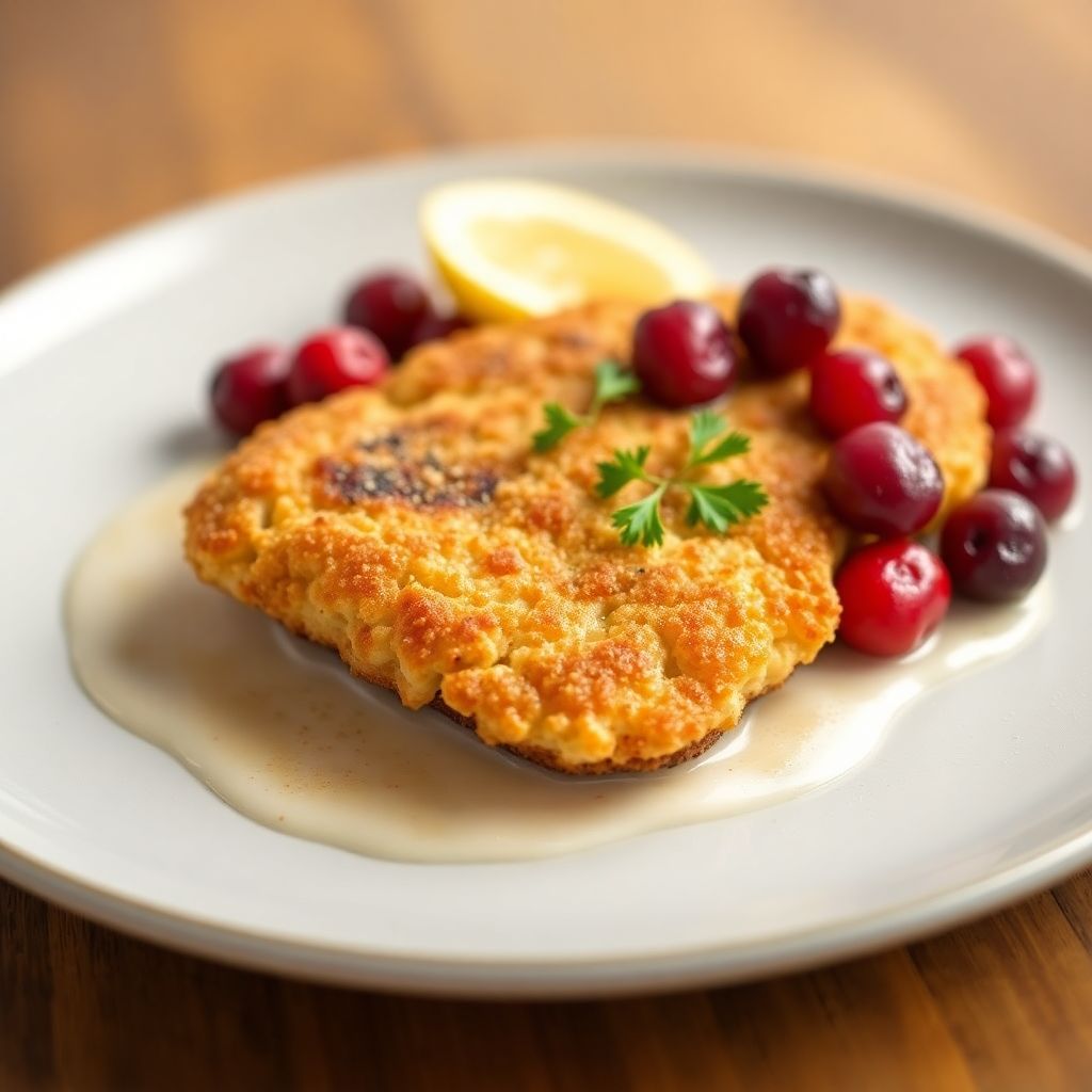 Knuspriges Schnitzel mit Preiselbeeren und Putenschnitzel