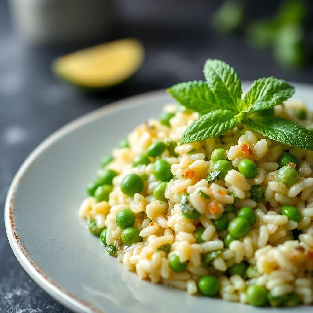 Frühlingshaftes Erbsen-Minz-Risotto