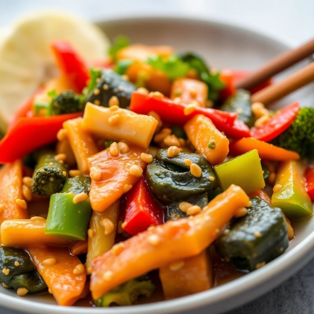 Gemüse-Stir-Fry in Erdnusssauce