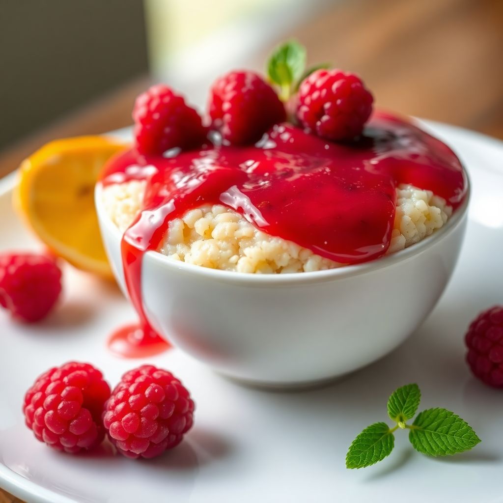 Grießbrei mit Himbeersauce