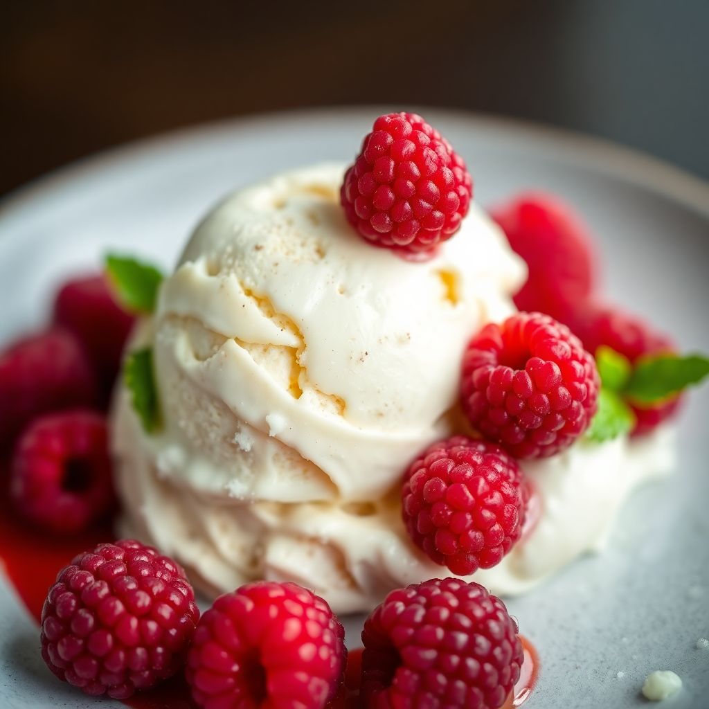 Vanilleeis mit heißen Himbeeren (Heiße Liebe)