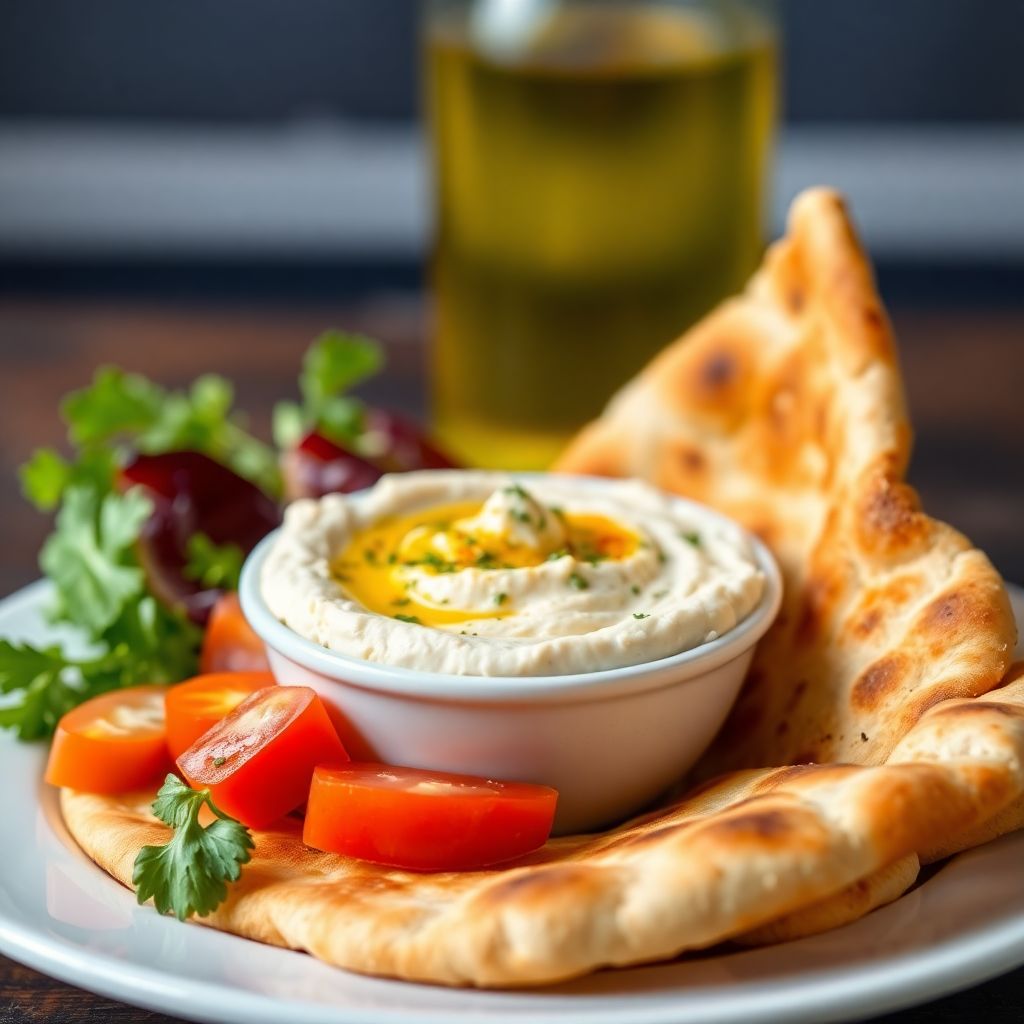 Hummus mit warmem Pitabrot