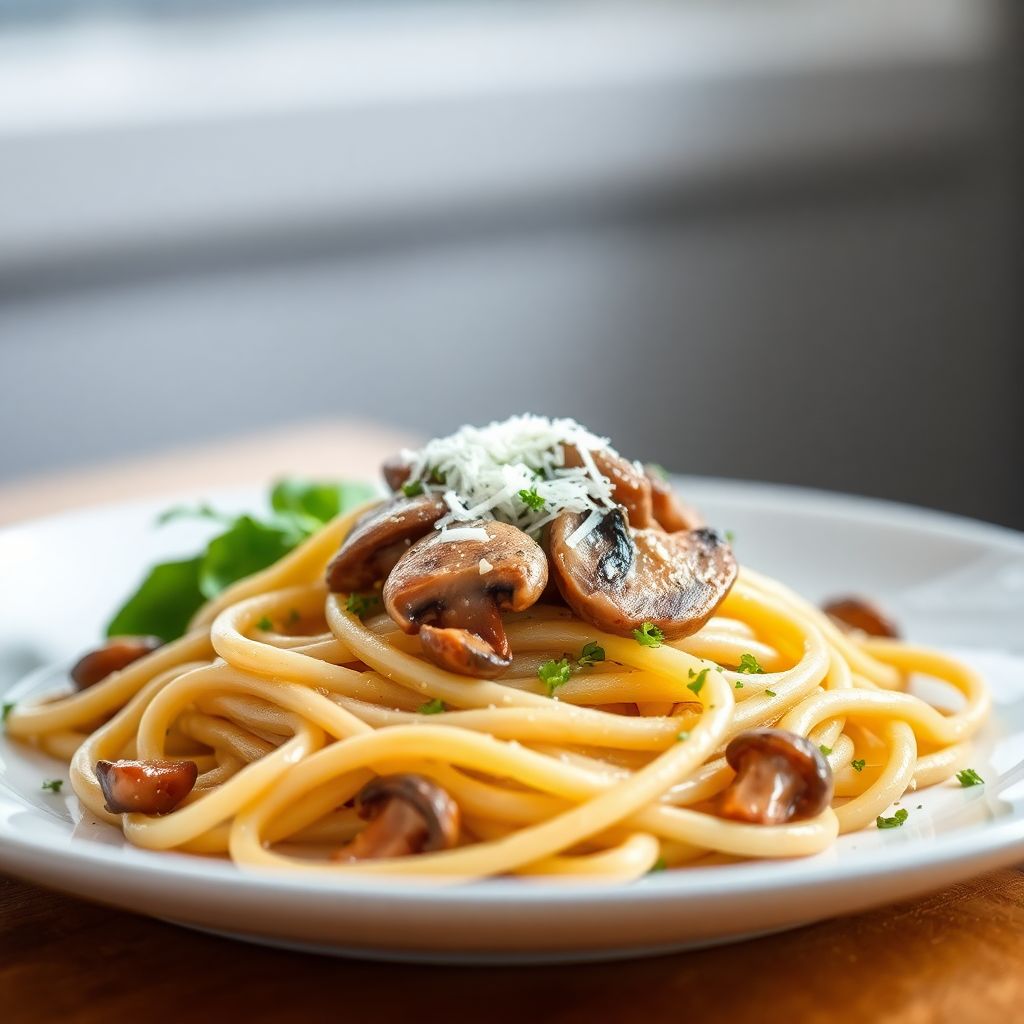 Pasta in Champignon-Weißweinsauce