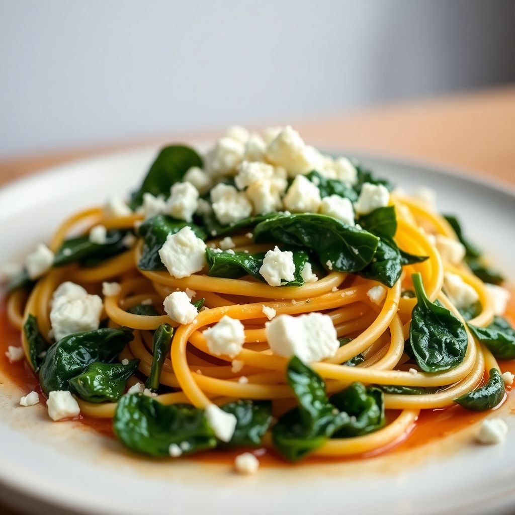 Pasta mit Spinat und Feta
