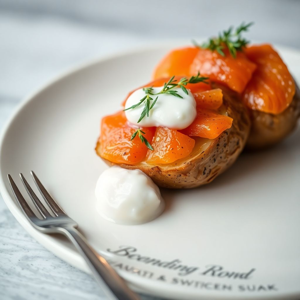 Ofenkartoffel mit Lachs und Quark
