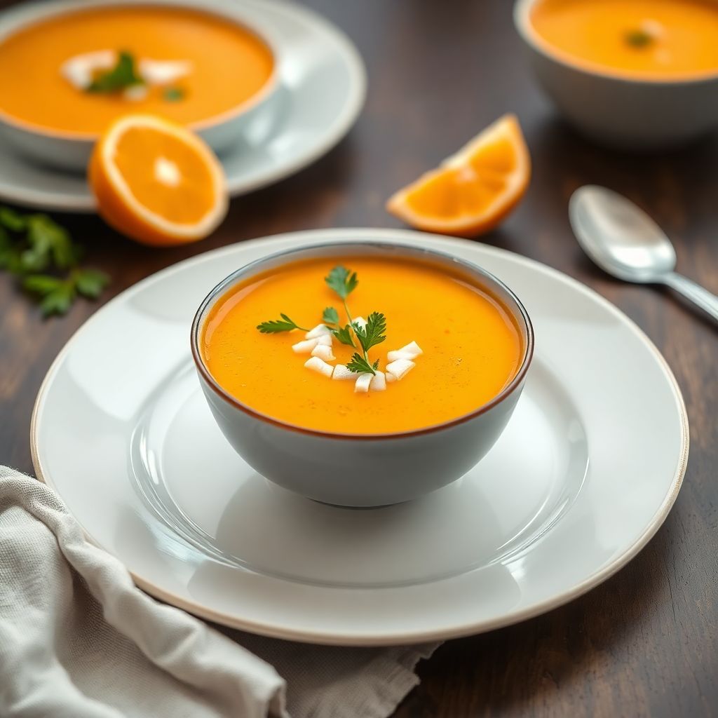Orangen-Karotten-Suppe mit Kokos