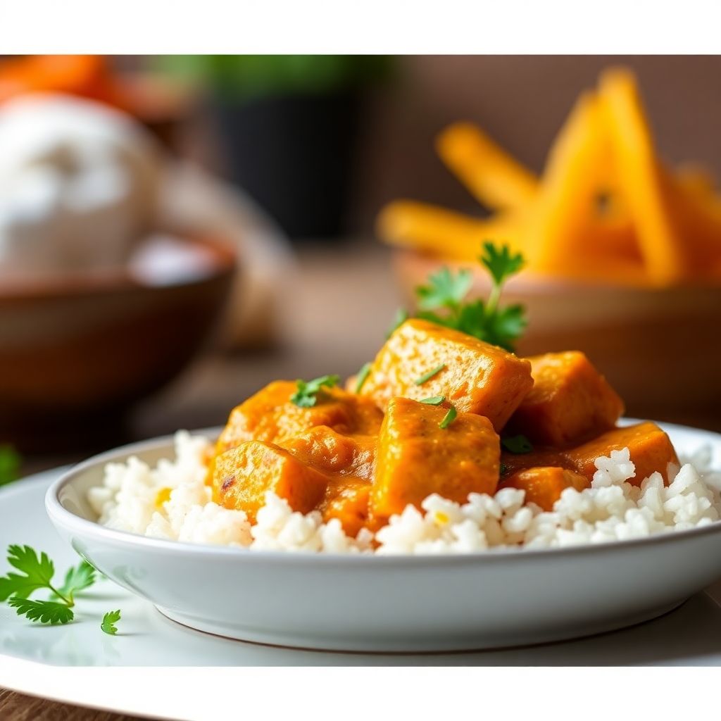 Paneer Butter Masala mit Reis