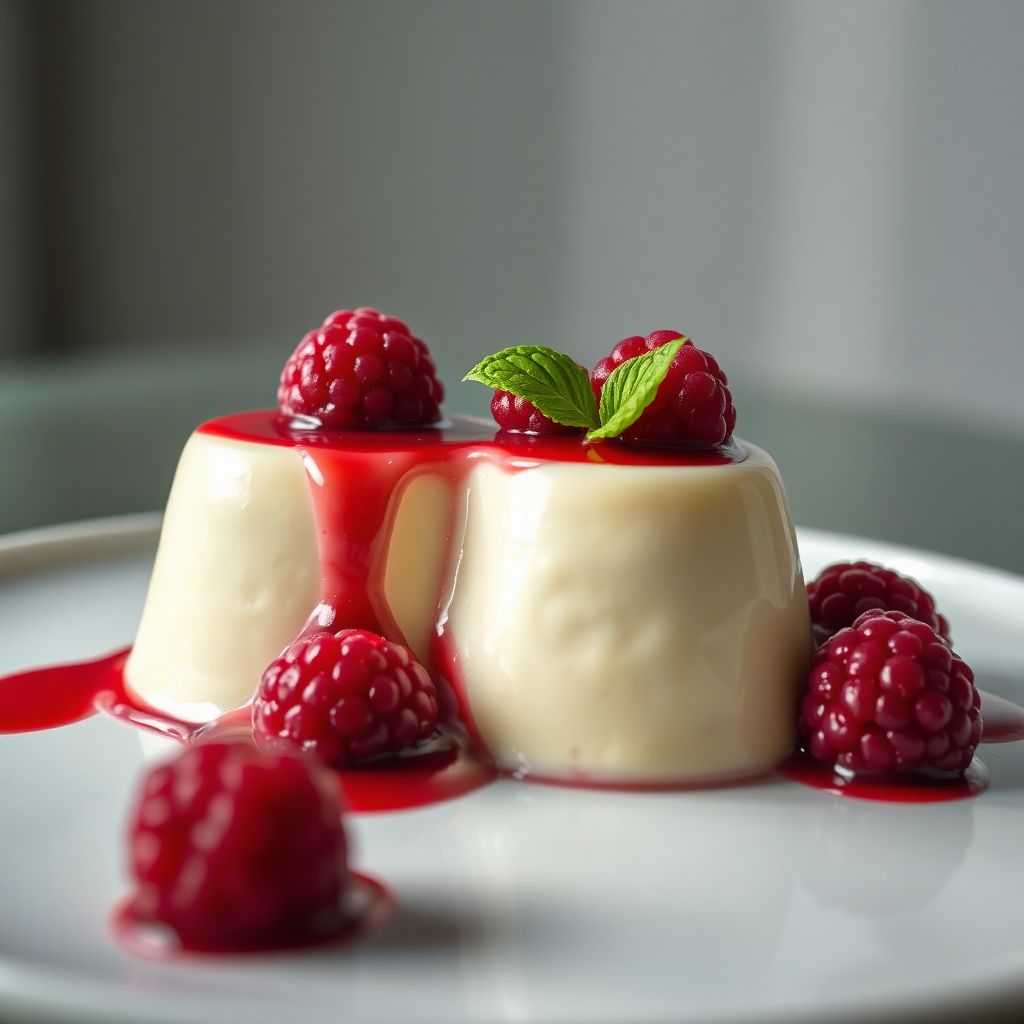 Klassische Panna Cotta mit Himbeersauce