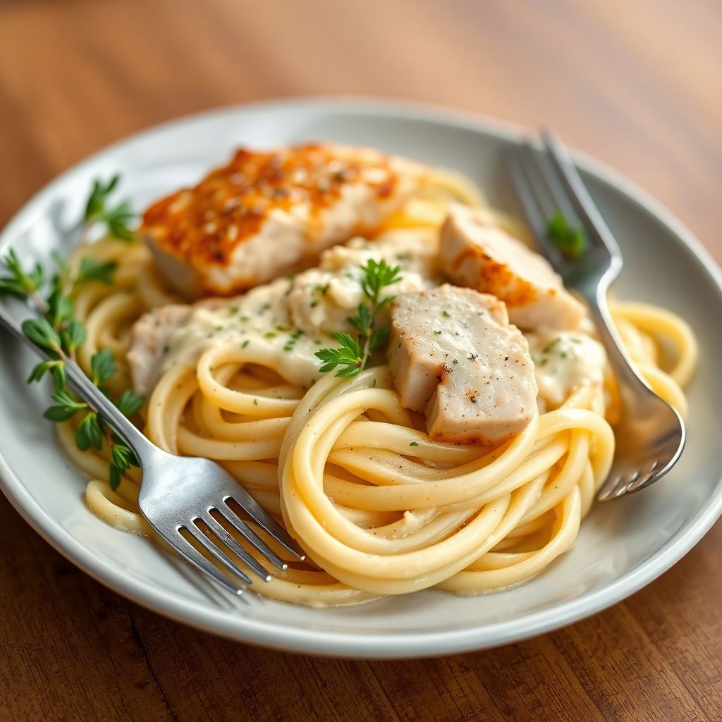Fettuccine Alfredo mit Hähnchen