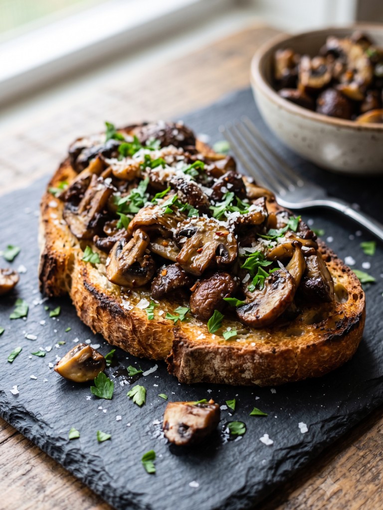 Bruschetta mit gebratenen Pilzen