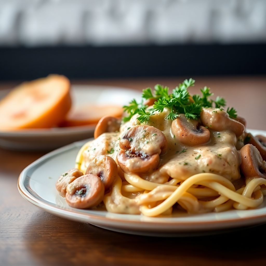 Cremiges Pilz-Stroganoff