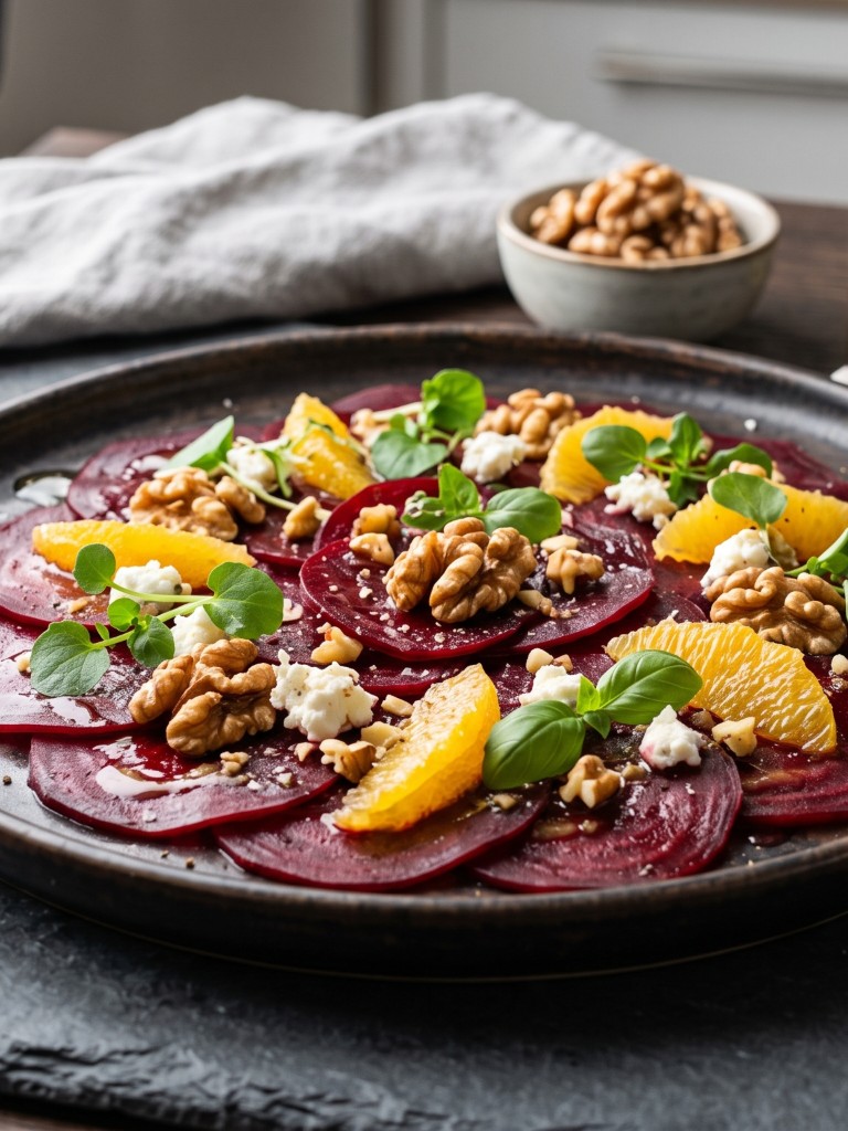 Rote-Bete-Carpaccio mit Walnüssen