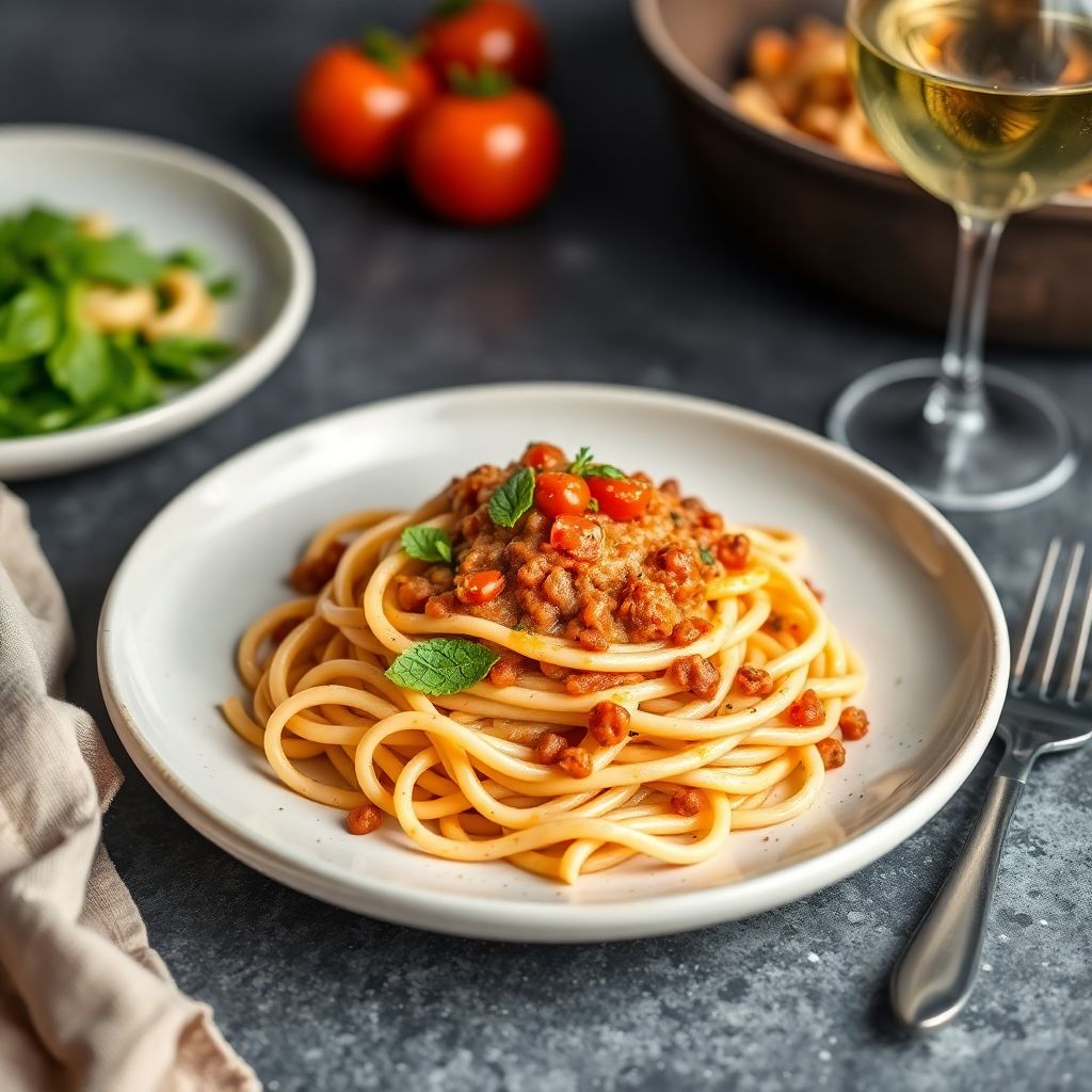 Glutenfreie Nudeln in Tomaten-Linsen-Rahm
