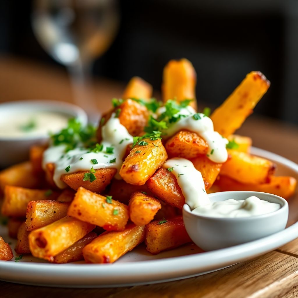Tapas: Patatas Bravas mit Knoblauch und Aioli