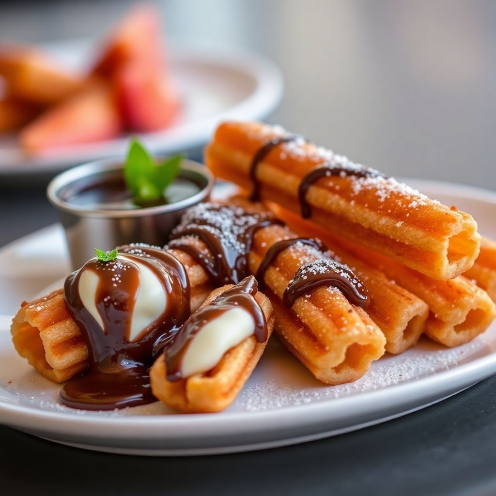 Süße Tapas: Churros mit Schokoladensauce und Vanille
