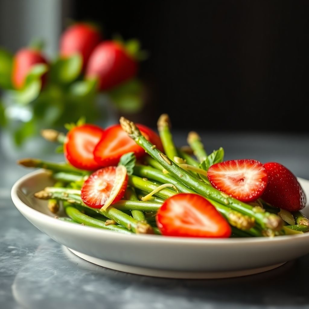 Grüner Spargelsalat mit Erdbeeren