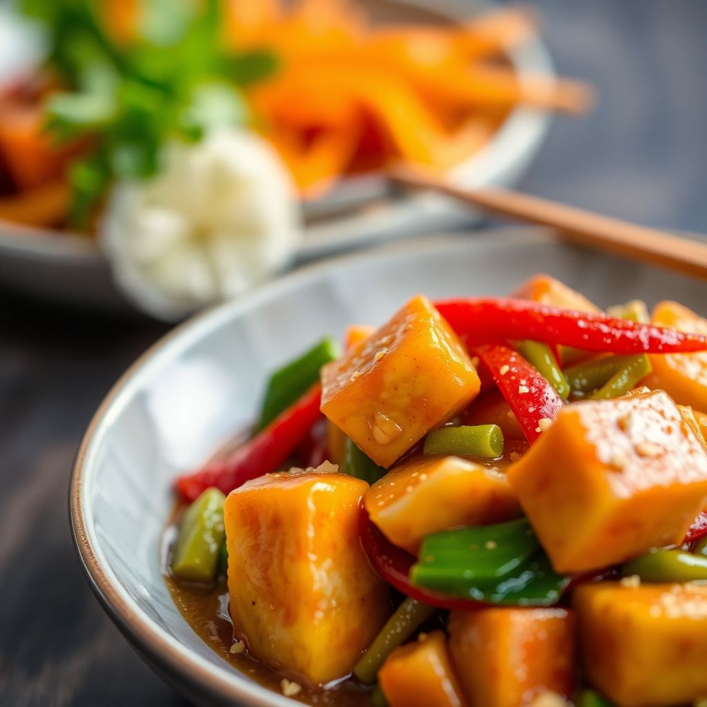 Süß-Sauer-Tofu mit Gemüse