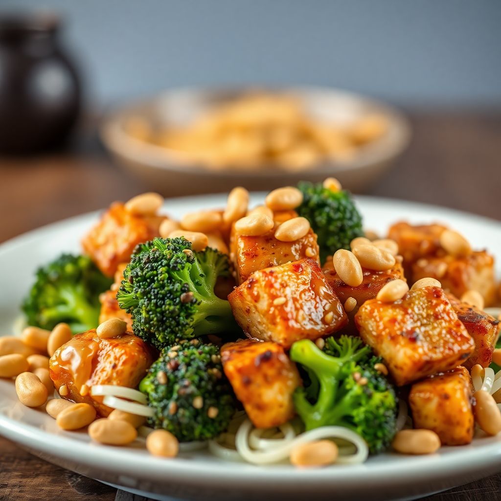 Tofu-Brokkoli-Pfanne mit Erdnuss