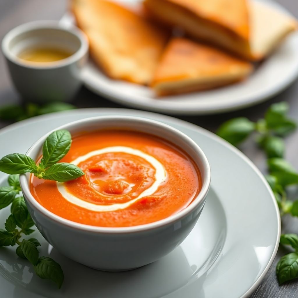 Cremige Tomatensuppe mit Basilikum